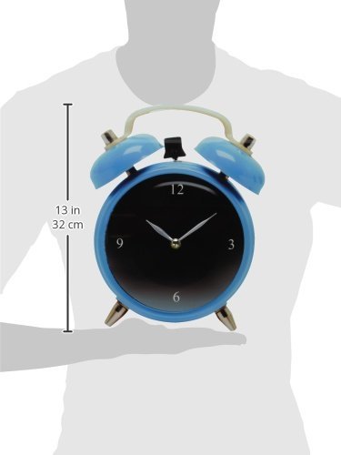 Silly Glas Wanduhr Twinbell mit Wecker Motiv blau - 2