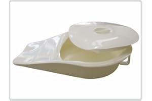 SANIVERSUM UG Stechbecken aus Kunststoff mit Deckel oval angeschrägt, Farbe: weiß - Bettpfanne Steckbecken Schieber