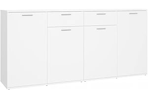 vidaXL Aparador Entrada Acento Pasillo Vestíbulo Recibidor Auxiliar Decoración Hogar Casa Escritorio Mueble de Contrachapada Blanco 160x36x75 cm