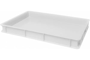 Forgast Boîte à balles de pizza | Boîte à pizza blanche | 60x40x7 cm | Bac à pâte pour pâte à pizza et plus | Accessoires pratiques pour pizza comme boîte à pizza empilable