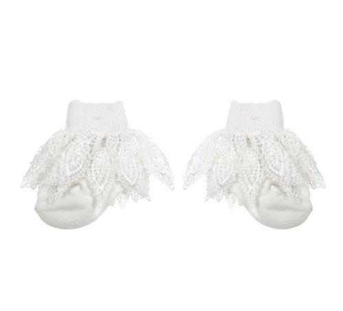 Baby Girls Cute Lacey Crochet Plain Frilly Socks - White (6-12 Months)