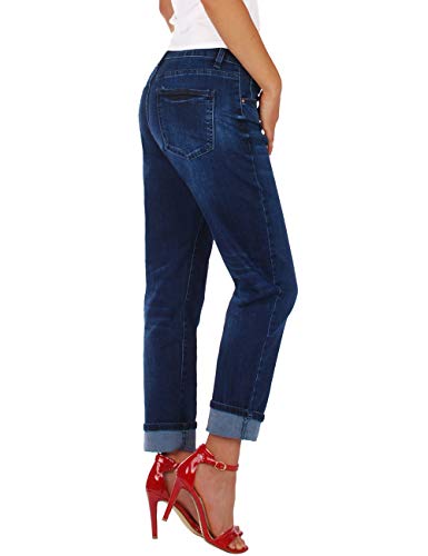 Fraternel Damen Jeans Hose Boyfriend Baggy Stretch Relaxed Dunkelblau XS / 34 - W27 - 