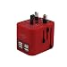 Produktbild HKFV Vier-Port-USB-Reise-Stecker 4 USB Ports Universal Reise Adapter Welt Universal Travel Adapter Konverter Wandstecker Power (Rot)