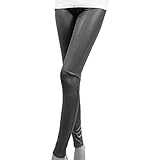 QIYUN.Z Imitacion De Cuero De Las Mujeres Del Remiendo De Las Polainas De Las Piernas Delgadas De Moda Los Pantalones Elasticos
