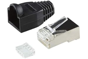 BIGtec 2 x RJ45 Stecker CAT.6 schwarz Gigabit Crimpstecker RJ-45 Modular Plug Ethernet LAN Kabel Steckverbinder Netzwerkstecker geschirmt CAT6