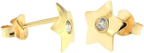 ERCEStar Earring Studs Symbolic Jewellery Cubic Zirconia 14K Solid Yellow Gold