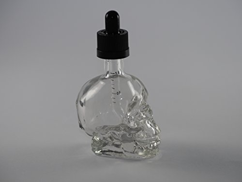 4X 50ml Totenkopfflasche mit Pipette und Skala Ideal um Flüssigkeiten zu mischen E-Liquid und Aroma wie auch in der Kosmetik für Nagelack und ähnlichem, sowie Hobbies im Modelbau und Labor - 4