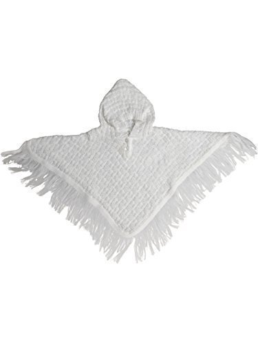 Baby/Babies Babywear White Knitted Poncho With Hoody & Tassles, 0-3 Months