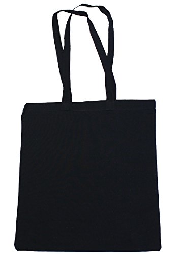 Baumwolltasche Jutebeutel unbedruckt mit zwei langen Henkeln schwarz 38x42cm 25 Stück - 2