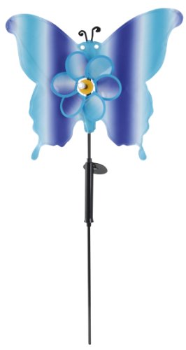 Näve 5093304 Decorative Solar Wind Wheel with Butterfly and Ground Spike