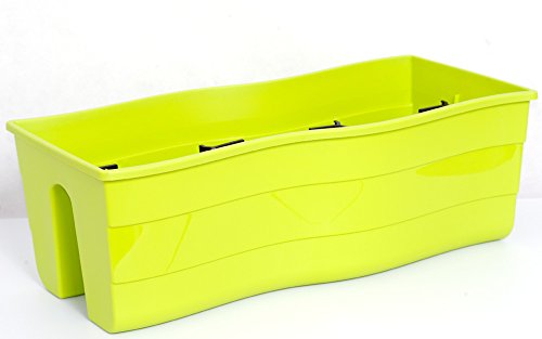 Balkonkiste Blumenkasten Geländerkasten Balkonkasten Wave 60 / H: 20 cm Hell Grün - 3