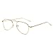 Produktbild junkai Brille Oval Retro mit Fensterglas - Damen Herren Brillenfassung Metall Frame Transparente Linsen Brille für Lesen/Arbeiten/Unterhaltung