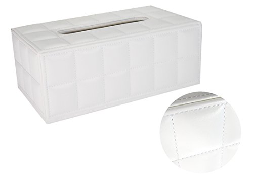 KINGFOM™ Rechteckige Leder Kosmetiktücherbox für Zuhause/Büro/Auto (Weiß) - 2