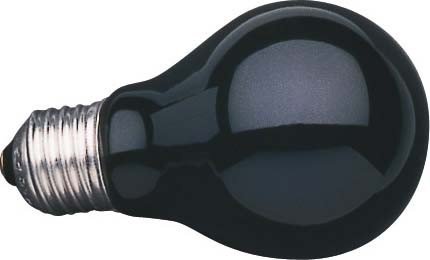 S+H Schwarzlichtlampe Allgebrauchsform 60x105mm Sockel E27 235 Volt 75 Watt