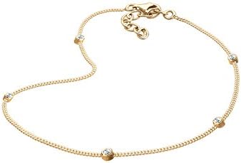 Goldhimmel Women's 925 Sterling Silver, Gold Plated Swarovski Crystal Anklet
