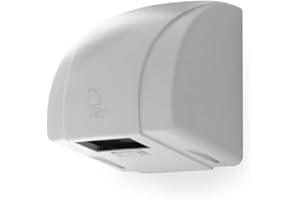 HENDI Electric Hand Dryer, with Cable and Plug, Activation with Motion Sensor, 230 V, 1500 W, 240 x 210 x (H) 265 mm, Epoxy White, Impact-Resistant Metal Housing