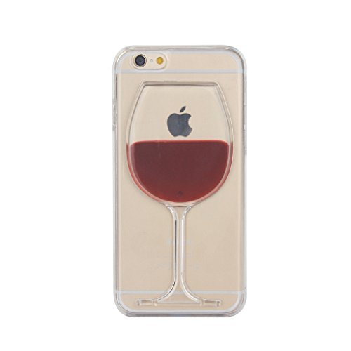 Contever® Rouge Verre de Vin 3D liquide mouvant Coque de protection pour Apple iPhone 6 4.7 pouces étui rigide /Arrière Transparente Cover Case Housse