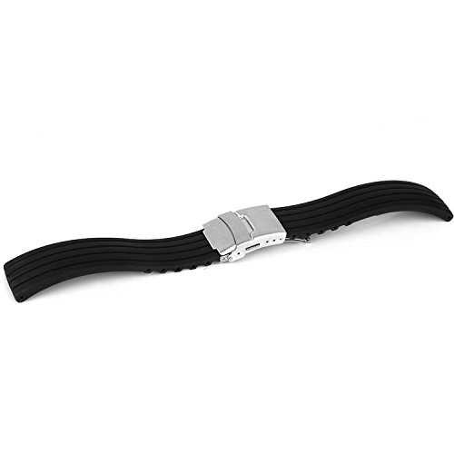 maltonyo17 20 mm schwarz Uhrenarmband Silikon Band Bereitstellung Schnalle Wasserdicht - 2