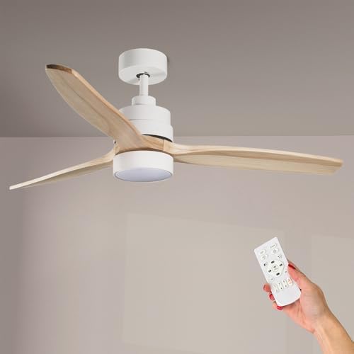M mimotec - Ventilatore da soffitto a LED bianco pazzo, 6 velocità, Luce dimmerabile CCT, Modalità inverno-estate, Timer. Modello LM8822