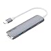 Produktbild QacQoc USB C Hub Typ C Adapter Aluminium mit 1 USB-C Ladeanchluss, 1 HDMI Port 4K(30Hz), 2 USB 3.0 Ports für USB-C Geräte wie MacBook, MacBook Pro, Chromebook usw.MEHRWEG