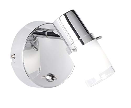 Wofi/Action Leander - Lámpara de pared con 1 foco e interruptor, color cromado brillante