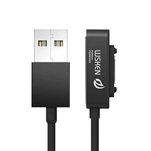 WSKEN Magnet USB Ladekabel für Sony Xperia Z3 , Sony Xperia Z3 Compact , Sony Xperia Z2, Sony Xperia Z1 Smartphone , Sony Xperia Z Ultra XL39h , Sony Xperia Z1 Mini, Sony Xperia Z2 Mini Ladekabel Anschluss Adapter Anschluss Stecker Verbindung - schwarz