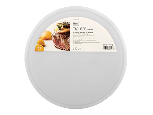 H & H White Teller/Schneidebrett rund, Polyethylen, Weiß, 30 x 30 x 0.8 cm