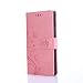 Produktbild Lovemorease PU Leder Tasche Für Sony Xperia Z5 Compact Hülle Lederhülle Schmetterling Blume Design Rosa Schutz Schale Flip Case Cover Wallet Bookstyle Stand Karteneinschub Magnetverschluß Bumper Etui