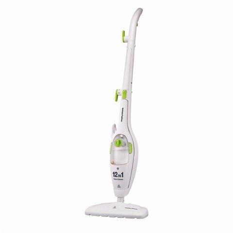 Morphy Richards 720022 12 in 1 Steam Cleaner Upright and Handheld Steam Cleaner Upright and handheld mode - 12 different uses around the home Suitable for carpets hard floors work surfaces curtains windows tiles/grouting BBQ's ovens/hobs taps/sanitary ware garments and upholstery 1600 watts 400 ml Capacity - White