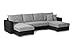 Produktbild CAVADORE Wohnlandschaft Caaro mit Ottomane rechts oder links montierbar / Großes Schlafsofa mit Bettkasten / Im Materialmix / 309 x 163 x 69 / Hellgrau-Schwarz