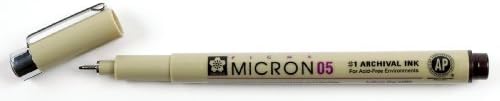 10 Sakura Pigma Micron Pens Tip Size 05 0.45mm - Sepia Ink by Pigma Micron Pen