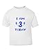 The Bees Tees Kids Birthday T-shirt I AM 3 TODAY (3-4 yrs - Blue Text)