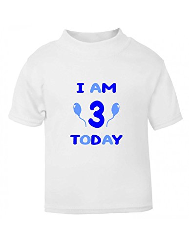 The Bees Tees Kids Birthday T-shirt I AM 3 TODAY (3-4 yrs - Blue Text)