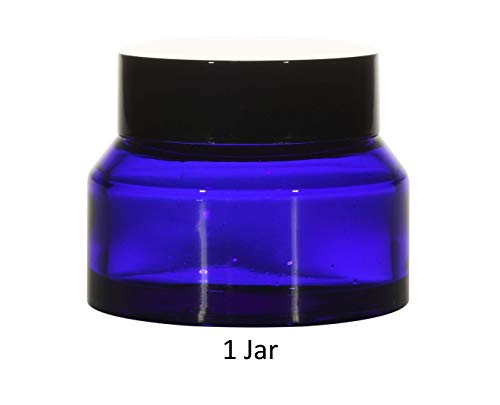 Rentra S.P.A. Empty Refillable Mutlipurpose Cobalt Blue Round Glass Jar with White inner for storing & dispensing Creams Balms Bees Wax Lip Balms for Home Beauty Parlour SPA 50ml