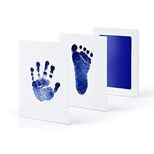Mold Your Memories Baby Hand and Foot Ink Imprint Kit. No Touch, Non Toxic Ink Pad (0-6 Months, Blue)