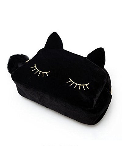 Preisvergleich Produktbild NOVAGO Federmäppchen oder Schminkbeutel cat-förmigen (Schwarze)