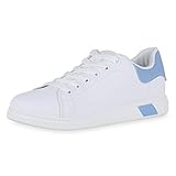 gabor sneaker damen hellblau  SCARPE VITA Damen Sneaker Low Leder-Optik Turnschuhe Schnürer Freizeit Schuhe 174182 Hellblau 38