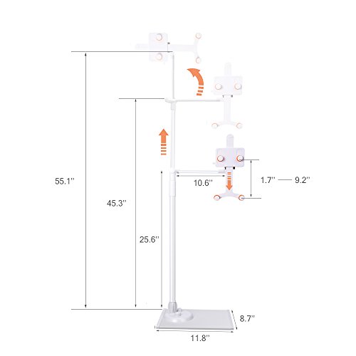 LONGKO Universal Verstellbar Bodenständer 360°Drehbar Tablet Halterung Für iPad iPhone und Smartphone - 7