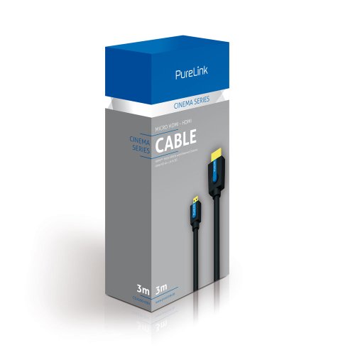 PureLink CS1200-030 – High-Speed Micro-HDMI / HDMI Kabel mit Ethernet – HDMI 2.0 kompatibel (4K + 3D) – 3,0m - 3