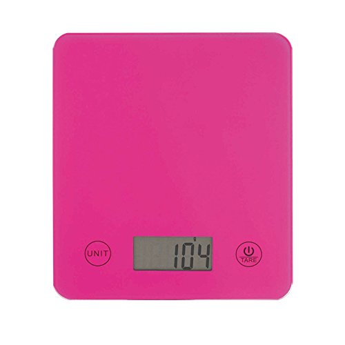 Digitale Küchenwaage Tara-Funktion Haushaltswaage Digital Ultradünn Glas (Waage, LCD-Display, Glasplatte, Maßeinheit Wählbar, 1 g-Schritten, Bis 5 kg, Pink) - 2