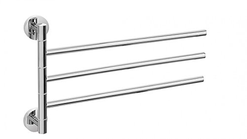 Nicol 7122500 EOS Wand-Handtuchhalter mit 3 Armen aus verchromtem Messing, hochglänzend, Metall, chrom, 6 x 41.5 x 22.5 cm