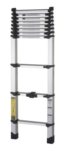 Trebs 99727 Teleskopleiter aus Aluminium, rutschfest, 11 Sprossen, höhenverstellbar 86 cm bis 320 cm, Belastbarkeit 150 kg, EN131 - 5