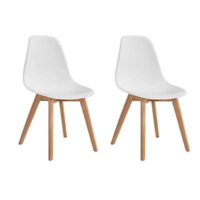 Générique SACHA Lot de 2 chaises de salle a manger design scandinave - Blanc