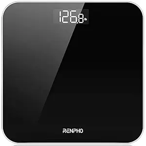 RENPHO Digital Bathroom Scale, Highly Accurate Body Weight Scale with Round Corner Design, Lighted LED Display, 400 lb, Black