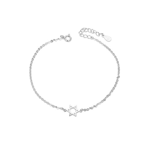 Sweetie 925 Sterling Silver Anklet with Hexagram Platinum 200mm for Woman