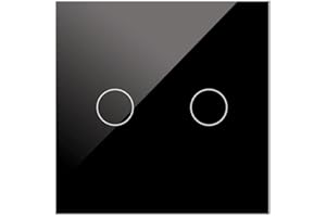 M LEDME WESA - Doble Interruptor Táctil WiFi de Cristal Negro Empotrable Doble + Mecanismo con App Tuya. Compatible con Alexa, Google Home y Smart Life, iOS y Android.