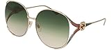 Protective case included Gucci GG0225S 003 Gafas de sol, Dorado (3/Green), 63 para Mujer