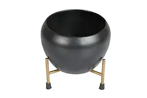 Rise Corp Iron Table Top Planter Stand with Plain Pot - Durable, Rust Free, Suitable for Indoor, Outdoor Plants Desk D