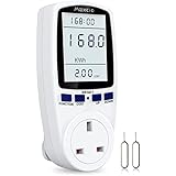 Power Meter Electricity Usage Monitor, Maxcio Upgraded 13A Energy Monitor with Backlight LCD Display/7 Monitoring Modes/Backu
