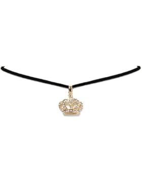 2LIVEfor Kette mit Anhänger Krone Glitzer Silber Gold Halskette Kristall Halskette Strass Antik Barock Kropfband...